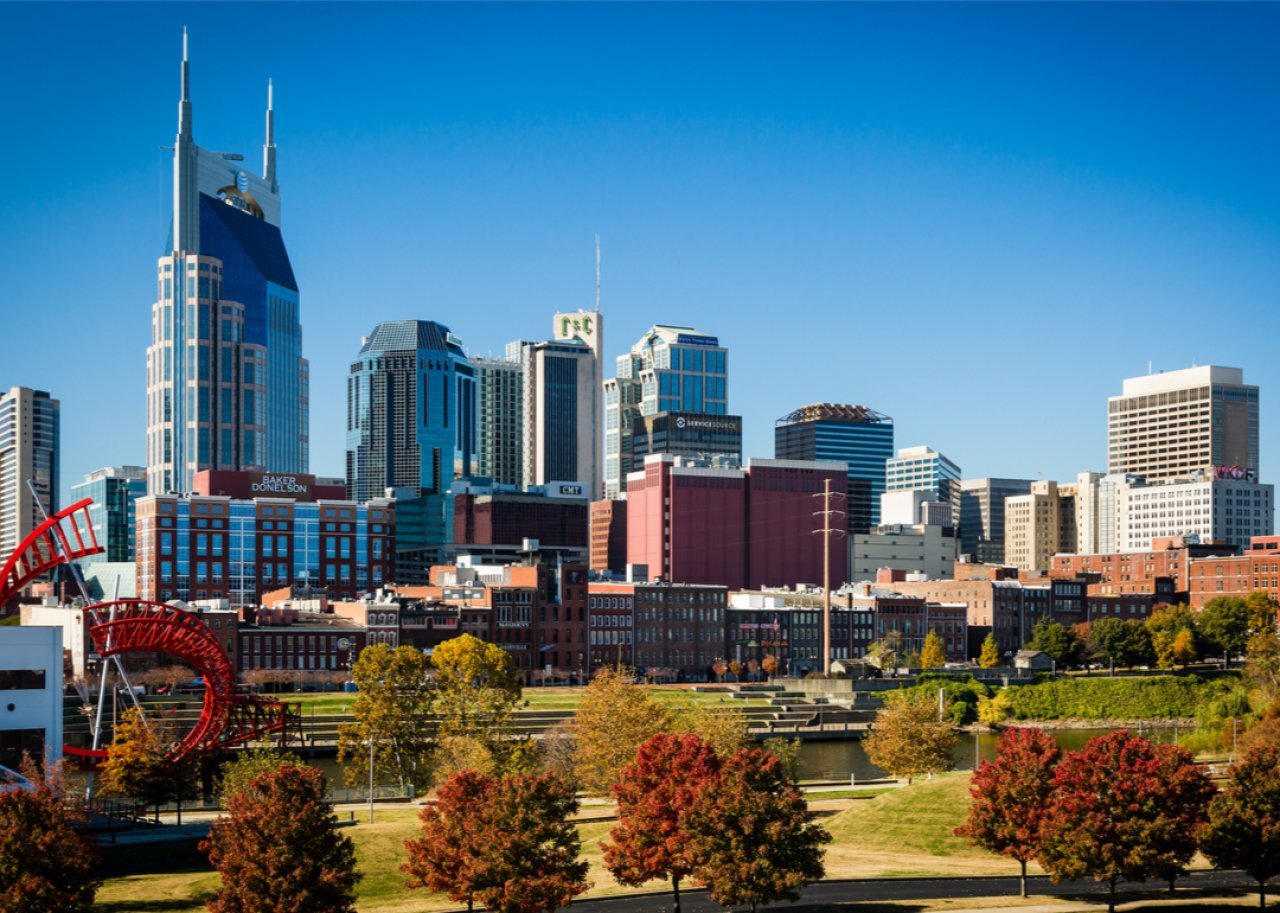 #15. Nashville, Tennessee Downtown Nashville in autumn.