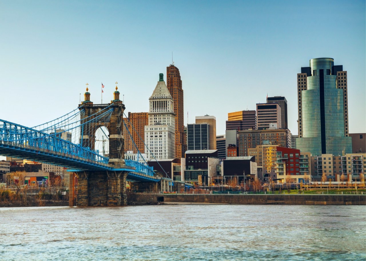 #24. Cincinnati Cincinnati skyline and bridge.