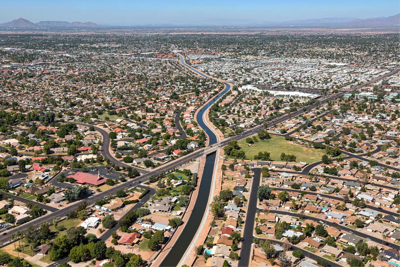 #23. Mesa, Arizona Aerial view Mesa cityscape.