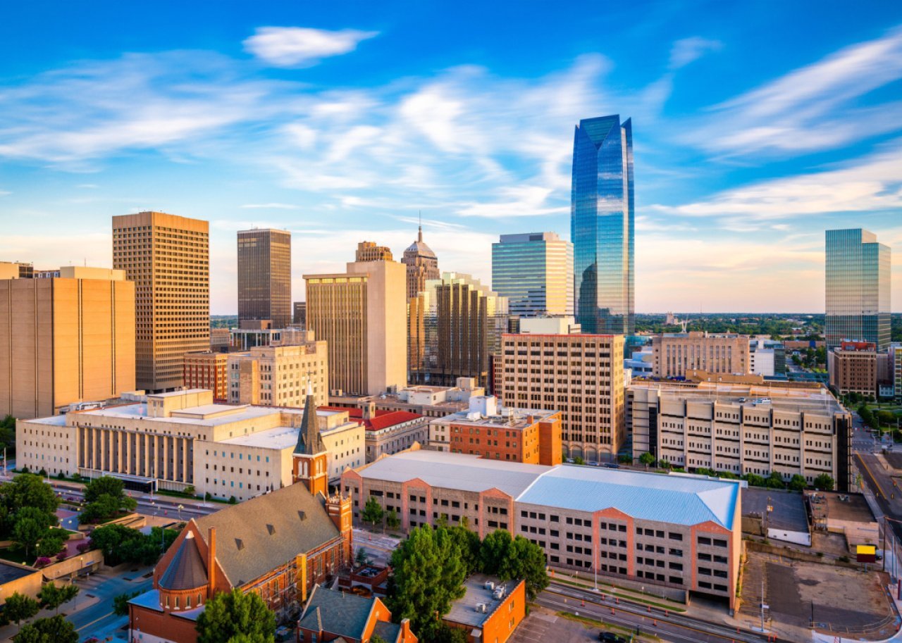 #37. Oklahoma City Oklahoma City downtown skyline in the late afternoon.