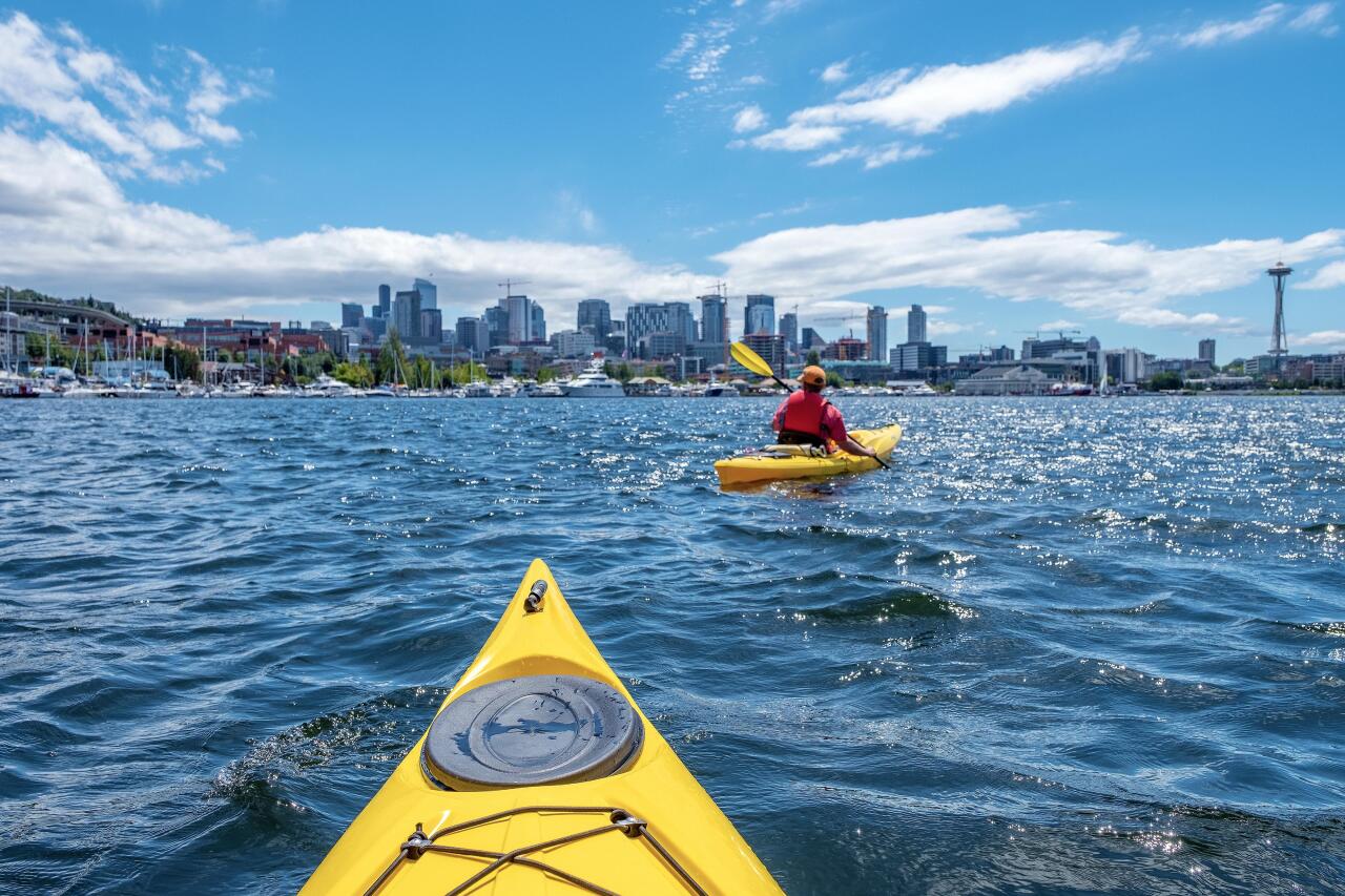 #14. Seattle Kayakers on the Seattle waterfront.