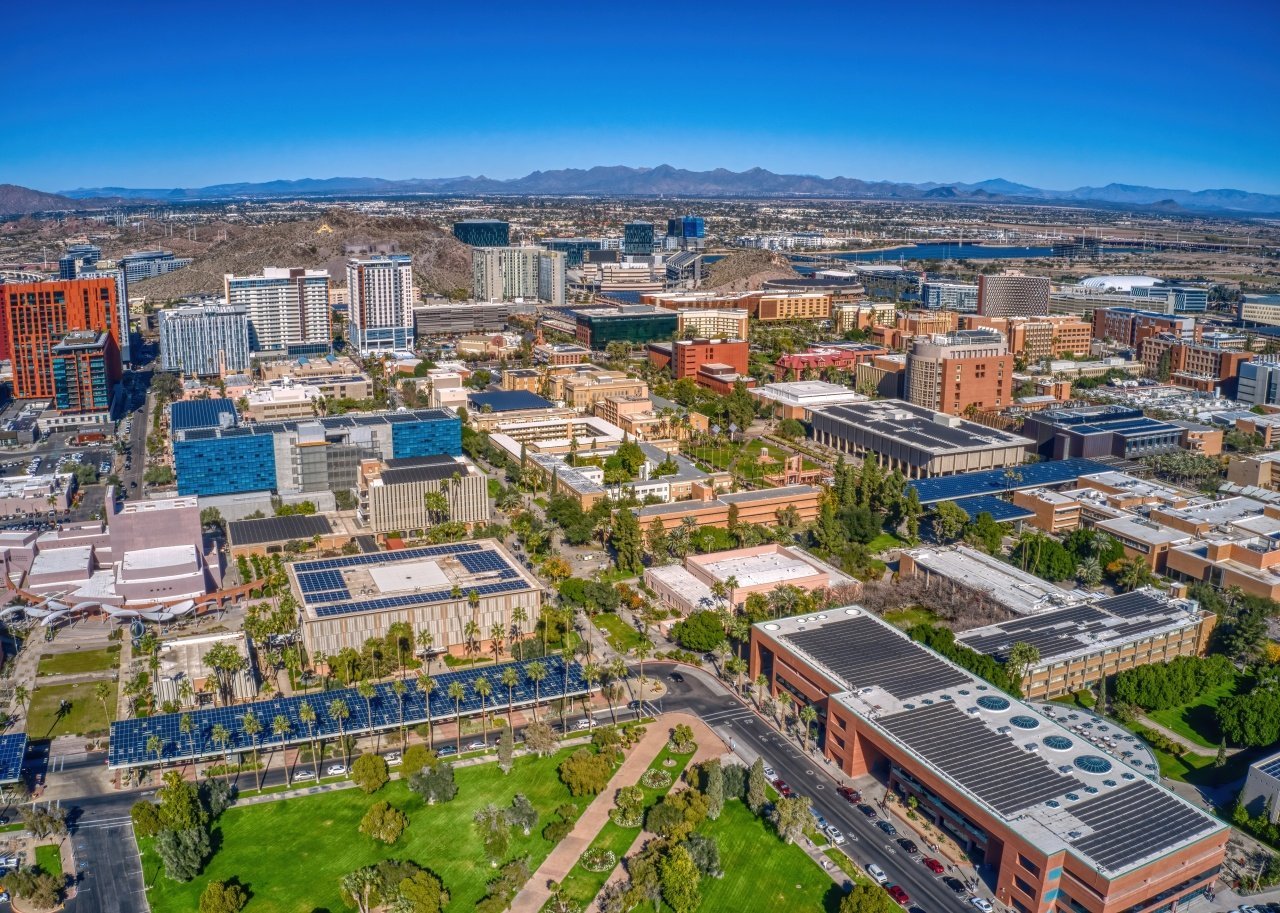 #6. Phoenix Aerial of a large University in the Phoenix suburb of Tempe.