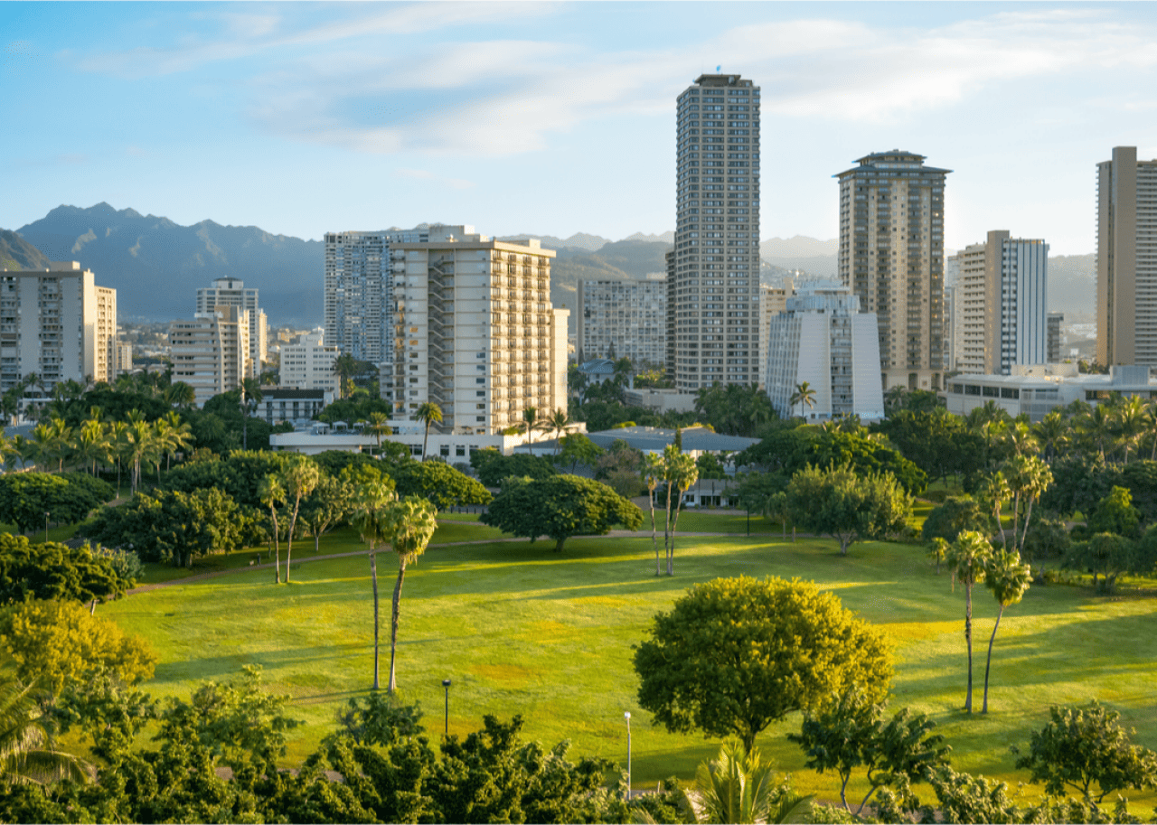 #46. Honolulu Elevated view of downtown Honolulu.