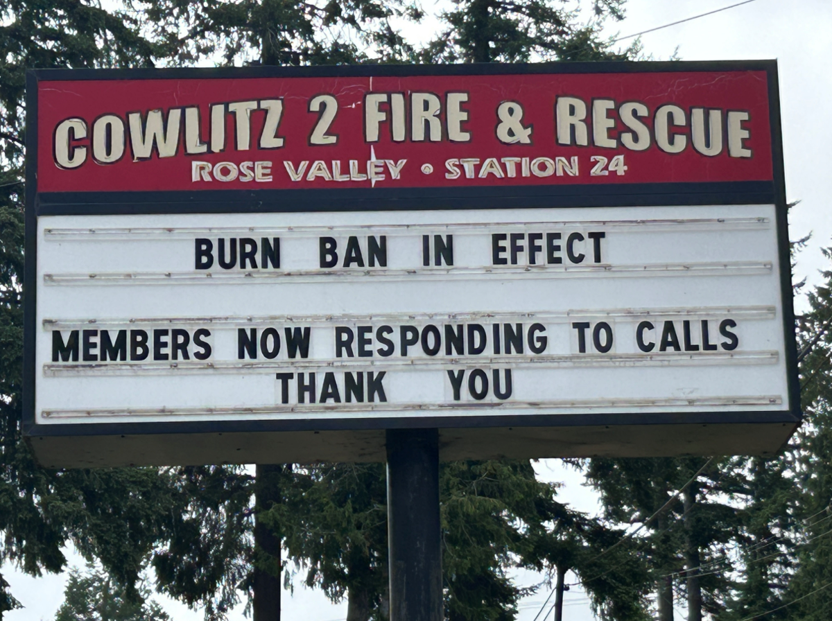 Cowlitz 2 Fire & Rescue Rose Valley Station 24 sign